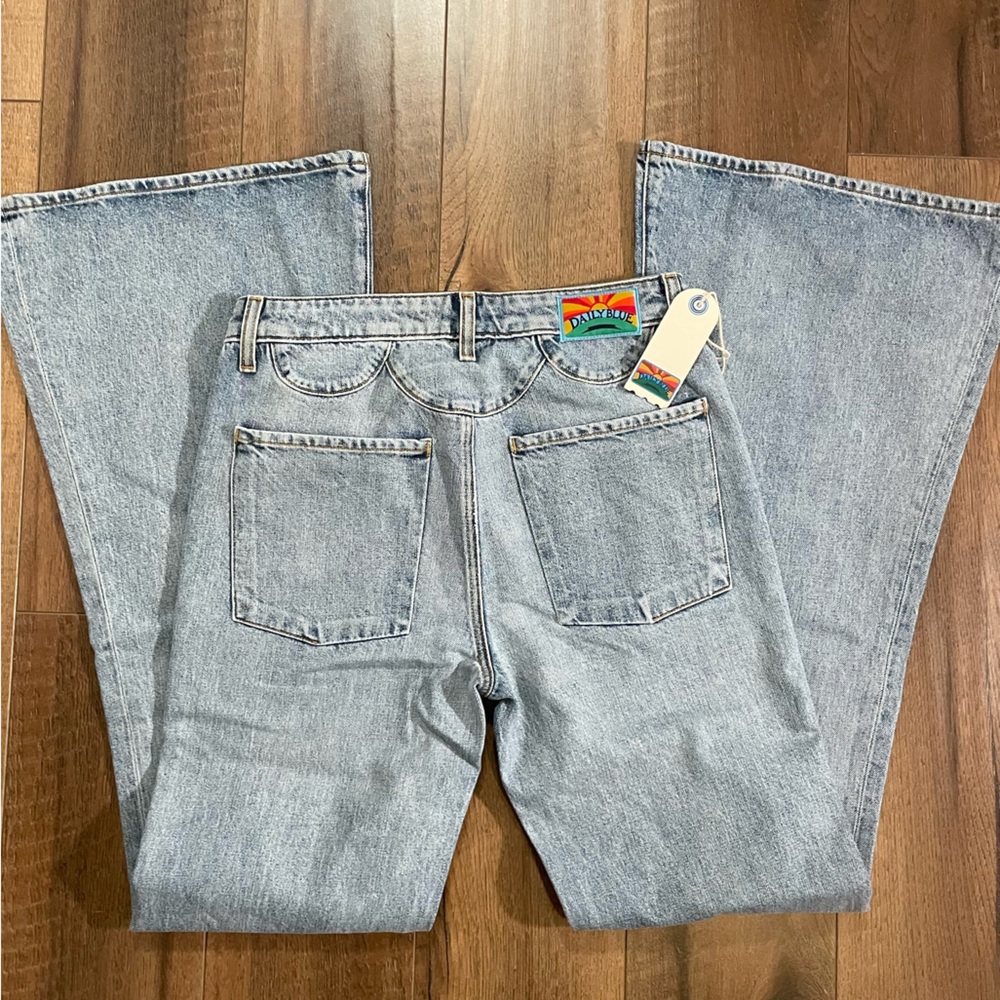 NWT $360 Daily Blue “Skye” Bell Leg Denim Jeans - Picture 10 of 15